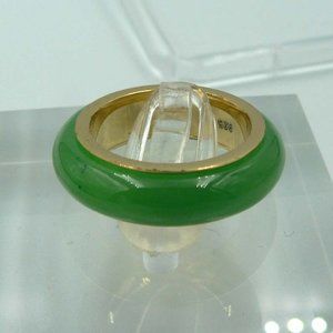 Sz  5 Genuine Green Jade Spinner Ring